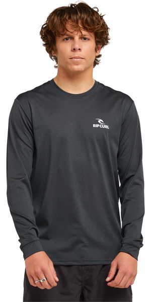 2026 Rip Curl Mens Stack UPF Long Sleeve Rash Vest 166MRV - Black Marle